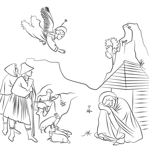 St. Joachim'S Dream By Giotto Coloring Page